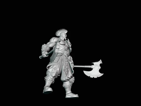 Mohawk Dual Axe Warrior Statue Design 2 - 3D Print Model 3D Print Model