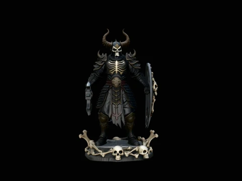 Horned Skull Warlord Statue Design 1 - 3D Print Model 3D Print Model