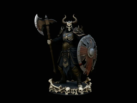 Horned Skull Warlord Statue Design 3 - 3D Print Model 3D Принт Модель