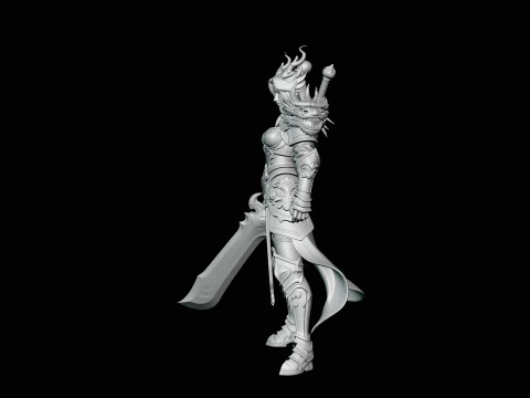 Dragon Armor Swordswoman Statue Design 4 - 3D Print Model 3D Print Model