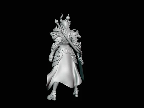Dragon Armor Swordswoman Statue Design 4 - 3D Print Model 3D Print Model