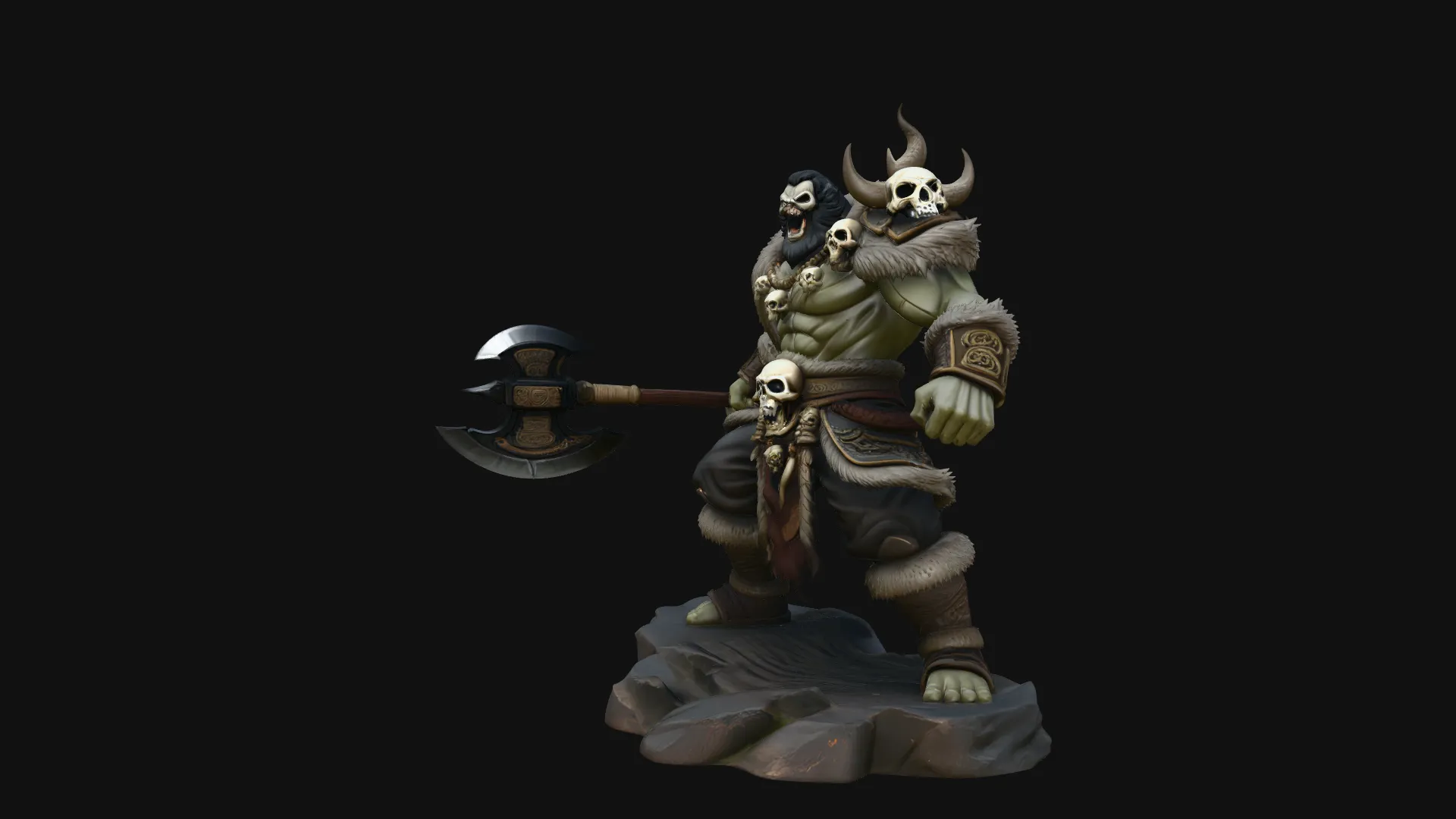Orc Skull Trophy Warrior Statue Design 2 - 3D Print Model 3D Print Model .c4d .max .obj .3ds .fbx .stl .blend