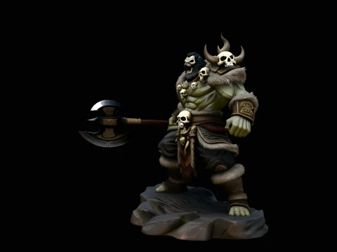 Orc Skull Trophy Warrior Statue Design 2 - 3D Print Model Modelo de Impressão 3D