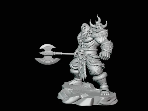 Orc Skull Trophy Warrior Statue Design 2 - 3D Print Model 3D Print Model