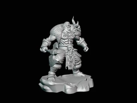 Orc Skull Trophy Warrior Statue Design 2 - 3D Print Model 3D Print Model