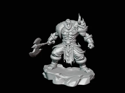 Orc Skull Trophy Warrior Statue Design 2 - 3D Print Model 3D Print Model