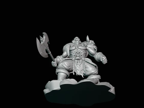 Orc Skull Trophy Warrior Statue Design 2 - 3D Print Model 3D Print Model