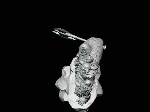 Orc Skull Trophy Warrior Statue Design 2 - 3D Print Model 3D Print Model