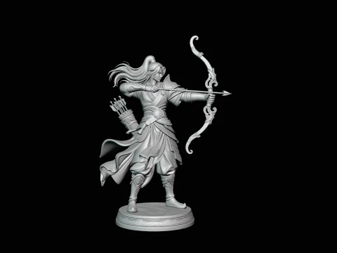 Robed Archer with Bow Statue Design 1 - 3D Print Model 3D Print Model