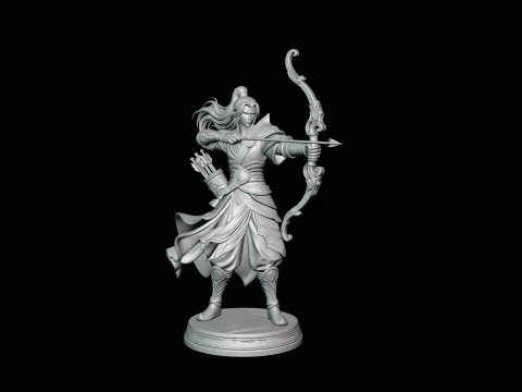 Robed Archer with Bow Statue Design 1 - 3D Print Model 3D Print Model