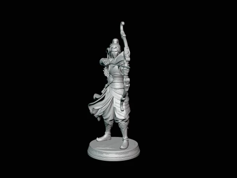 Robed Archer with Bow Statue Design 1 - 3D Print Model 3D Print Model