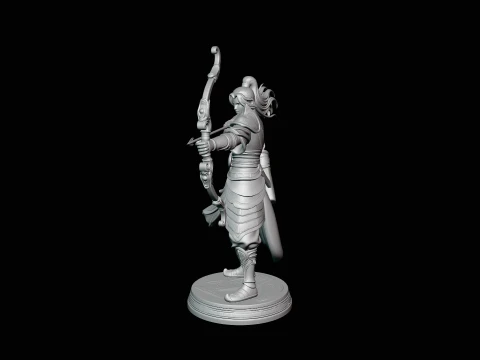 Robed Archer with Bow Statue Design 1 - 3D Print Model 3D Print Model