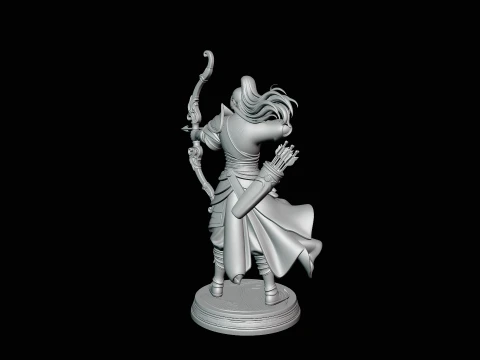 Robed Archer with Bow Statue Design 1 - 3D Print Model 3D Print Model