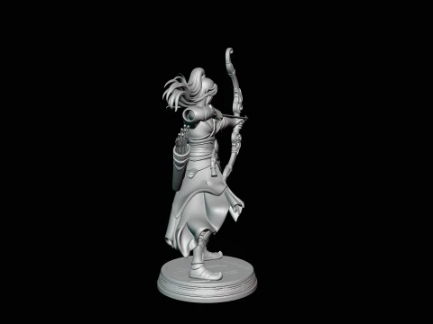 Robed Archer with Bow Statue Design 1 - 3D Print Model 3D Print Model