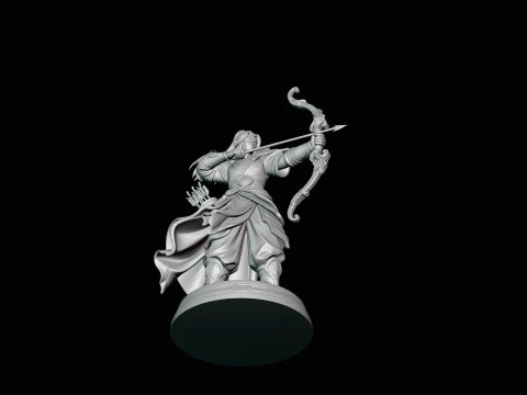 Robed Archer with Bow Statue Design 1 - 3D Print Model 3D Print Model