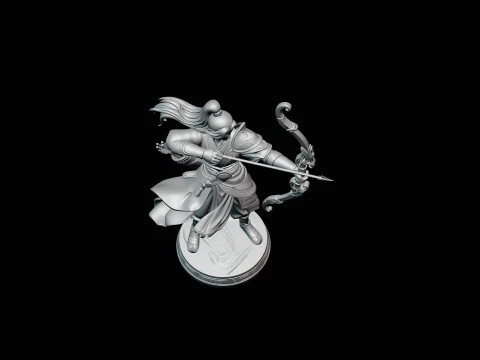 Robed Archer with Bow Statue Design 1 - 3D Print Model 3D Print Model