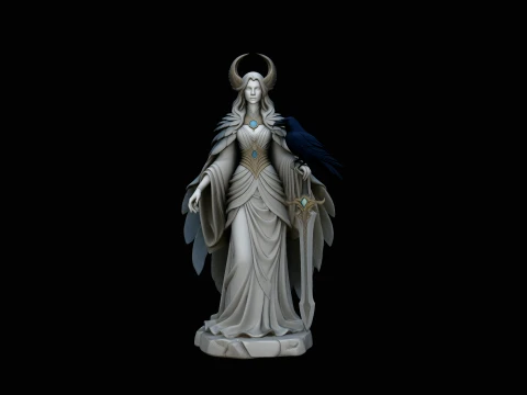 Raven Sorceress Statue Design 4 - 3D Print Model 3Dプリントモデル