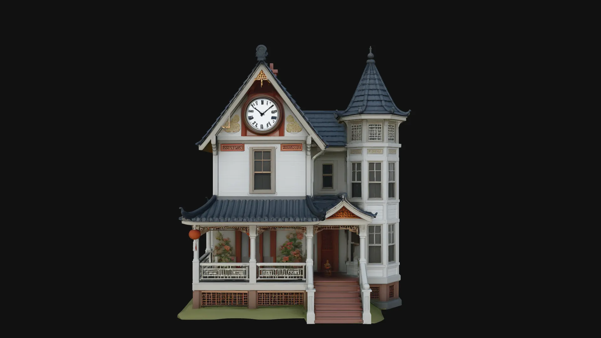 Victorian Clock House Model Design 1 - 3D Print Model 3D Print Model .c4d .max .obj .3ds .fbx .stl .blend 
