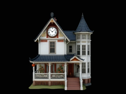 Victorian Clock House Model Design 1 - 3D Print Model Model do druku 3D