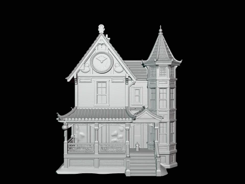 Victorian Clock House Model Design 1 - 3D Print Model 3D Print Model