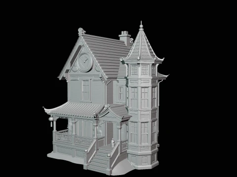 Victorian Clock House Model Design 1 - 3D Print Model 3D Print Model