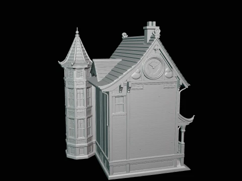 Victorian Clock House Model Design 1 - 3D Print Model 3D Print Model