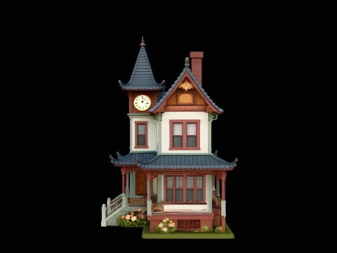 Victorian Clock House Model Design 2 - 3D Print Model 3D printmodel