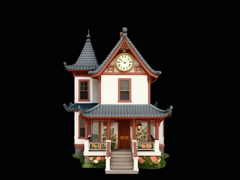 Victorian Clock House Model Design 3 - 3D Print Model Model do druku 3D