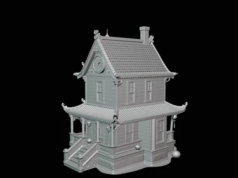 Victorian Clock House Model Design 3 - 3D Print Model 3D Print Model