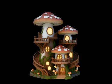 Mushroom Fairy House Model Design 1 - 3D Print Model 3Dプリントモデル