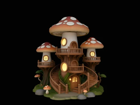Mushroom Fairy House Model Design 3 - 3D Print Model 3D Druckmodell
