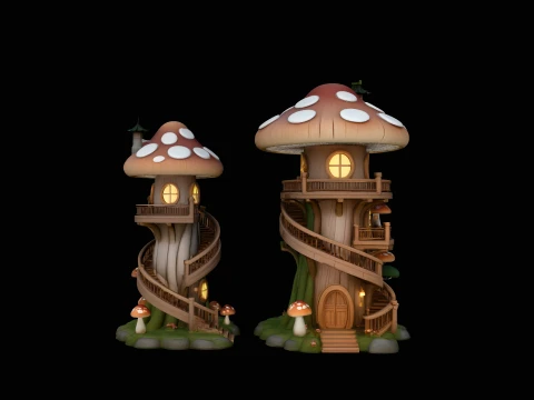 Mushroom Fairy House Model Design 4 - 3D Print Model 3D Print Model