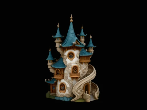 Swirling Fairy Tower Model Design 1 - 3D Print Model Modelo de impresión 3D