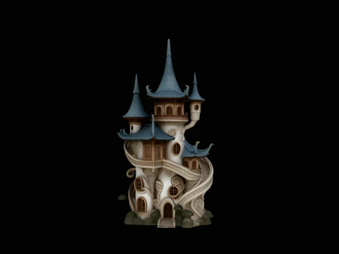 Swirling Fairy Tower Model Design 4 - 3D Print Model Modelo de impresión 3D