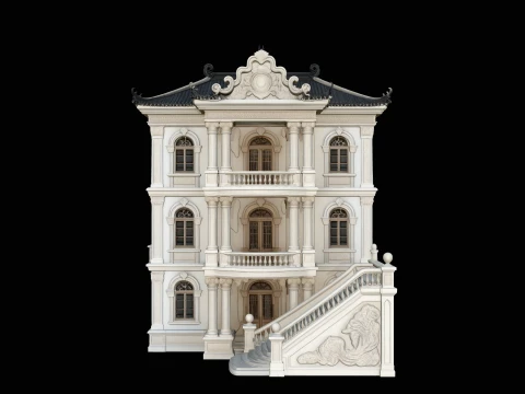 Baroque Mansion Model Design 1 - 3D Print Model 3Dプリントモデル
