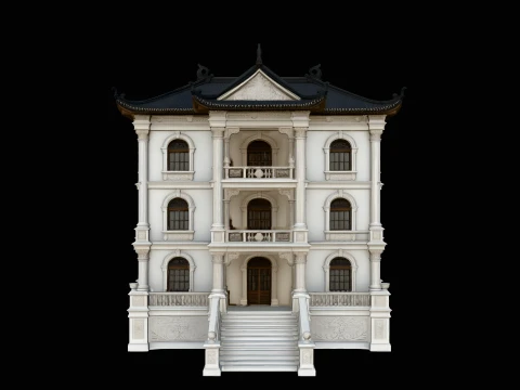 Baroque Mansion Model Design 2 - 3D Print Model 3D Print Model