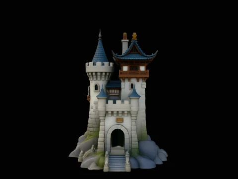 Stone Castle Tower Model Design 1 - 3D Print Model Modello di stampa 3D