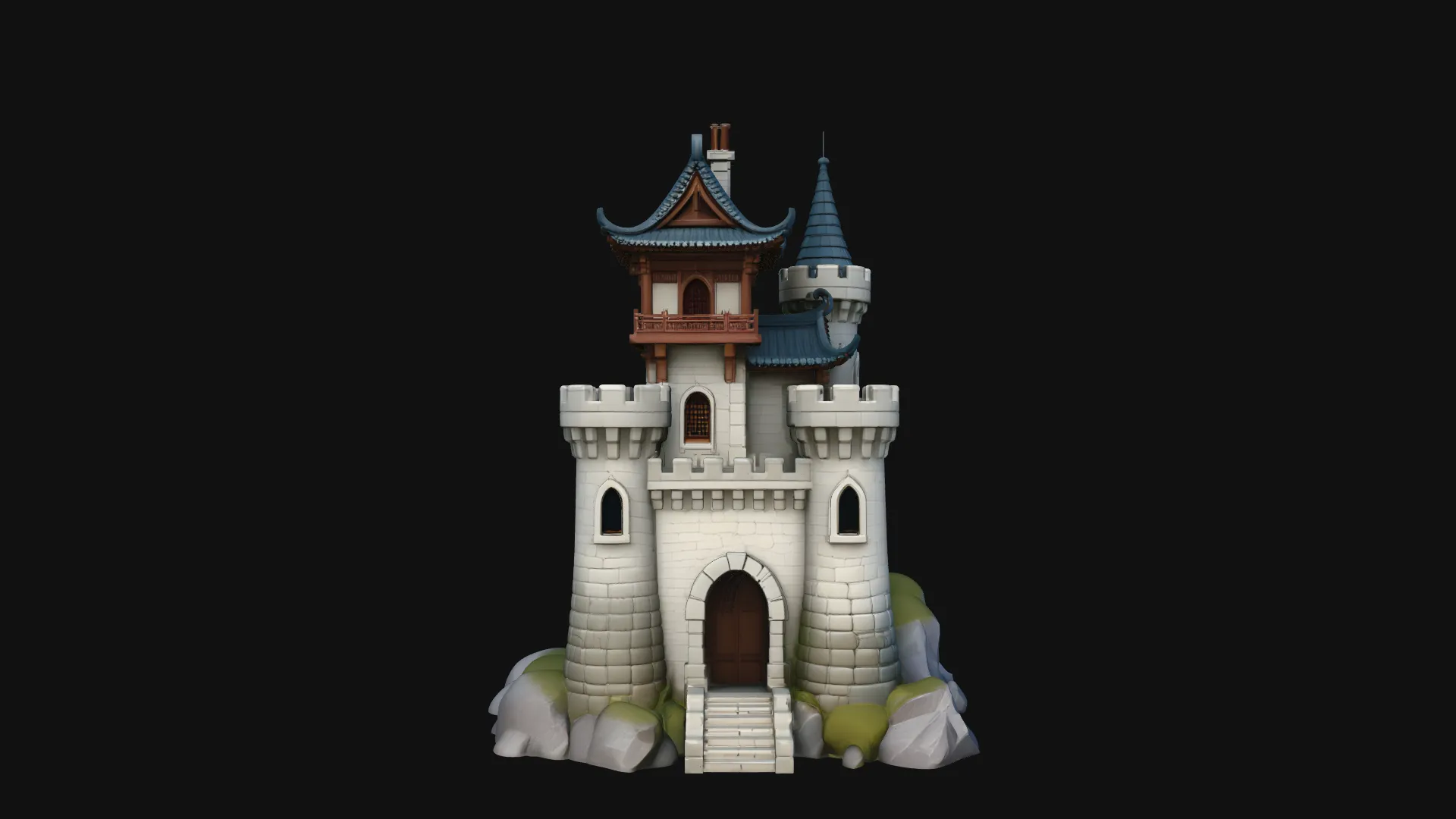 Stone Castle Tower Model Design 2 - 3D Print Model 3D Print Model .c4d .max .obj .3ds .fbx .stl .blend 