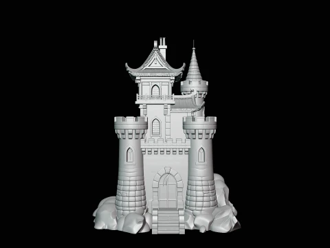 Stone Castle Tower Model Design 2 - 3D Print Model 3D Print Model