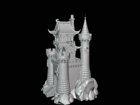 Stone Castle Tower Model Design 2 - 3D Print Model 3D Print Model