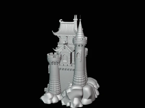 Stone Castle Tower Model Design 2 - 3D Print Model 3D Print Model
