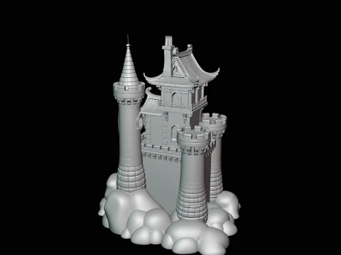 Stone Castle Tower Model Design 2 - 3D Print Model 3D Print Model