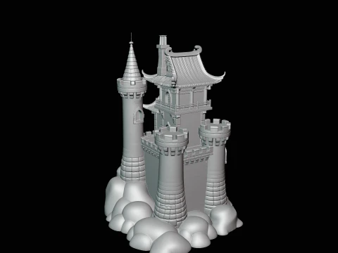 Stone Castle Tower Model Design 2 - 3D Print Model 3D Print Model
