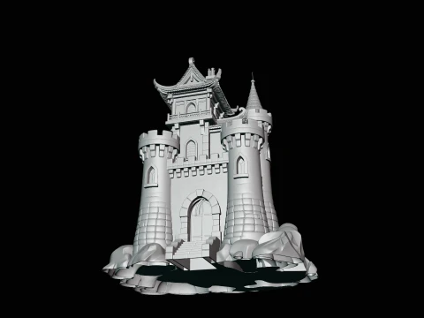 Stone Castle Tower Model Design 2 - 3D Print Model 3D Print Model