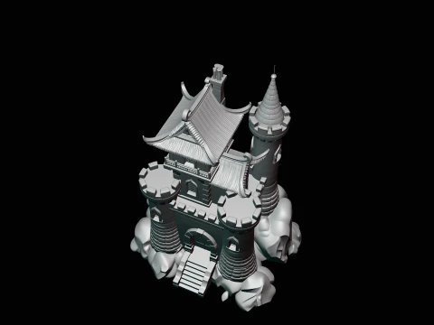 Stone Castle Tower Model Design 2 - 3D Print Model 3D Print Model