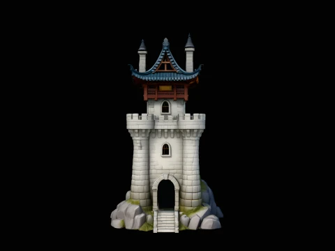 Stone Castle Tower Model Design 3 - 3D Print Model 3D Print Model
