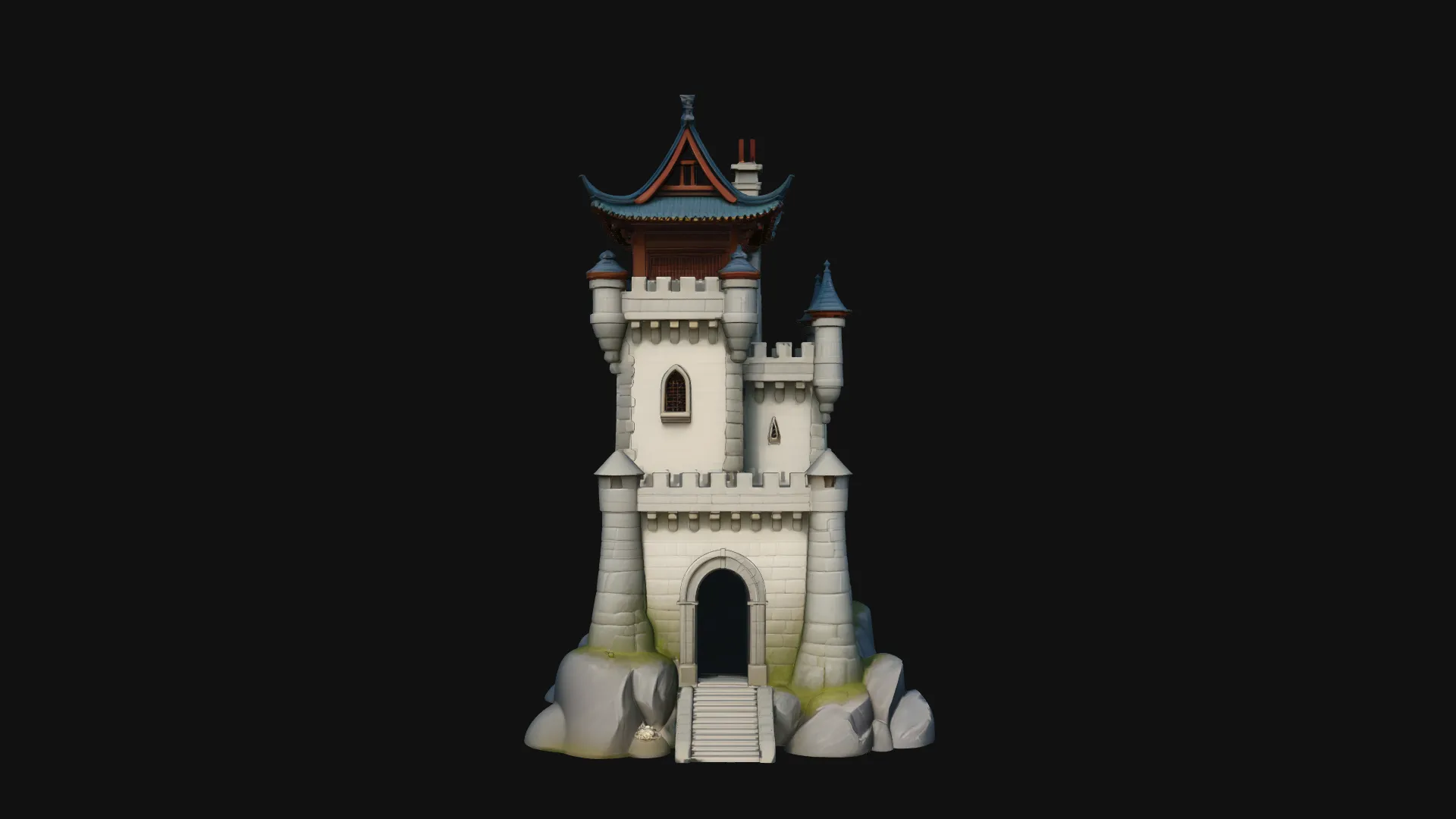 Stone Castle Tower Model Design 4 - 3D Print Model 3D Print Model .c4d .max .obj .3ds .fbx .stl .blend