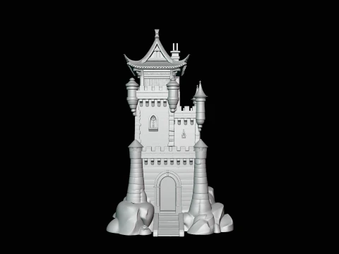 Stone Castle Tower Model Design 4 - 3D Print Model 3D Print Model