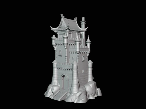 Stone Castle Tower Model Design 4 - 3D Print Model 3D Print Model