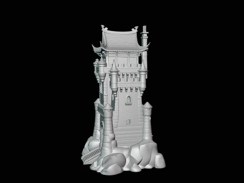 Stone Castle Tower Model Design 4 - 3D Print Model 3D Print Model